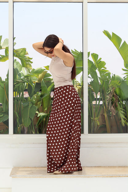 Satin polka dot skirt