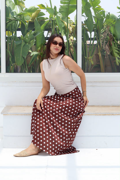 Satin polka dot skirt