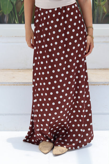 Satin polka dot skirt