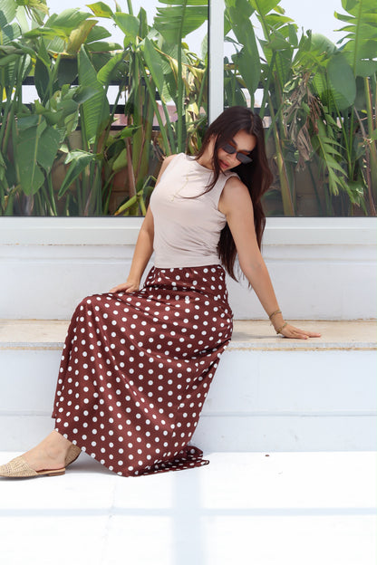 Satin polka dot skirt